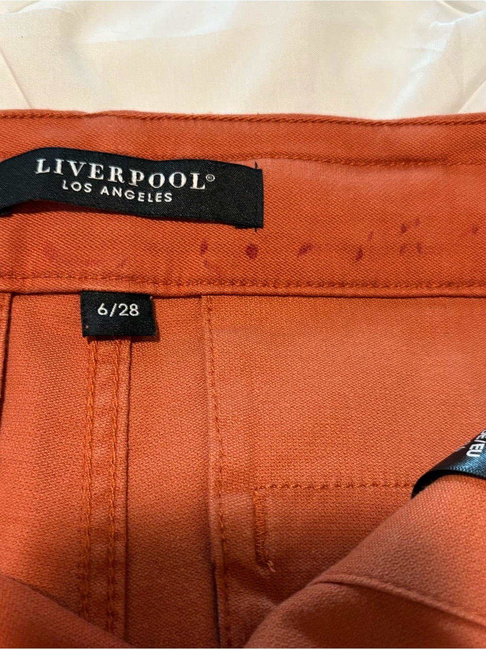 Liverpool Los Angeles Encased Self-Tie High Waist Relaxed Shorts, Orange Rust 6 - Picture 4 of 11